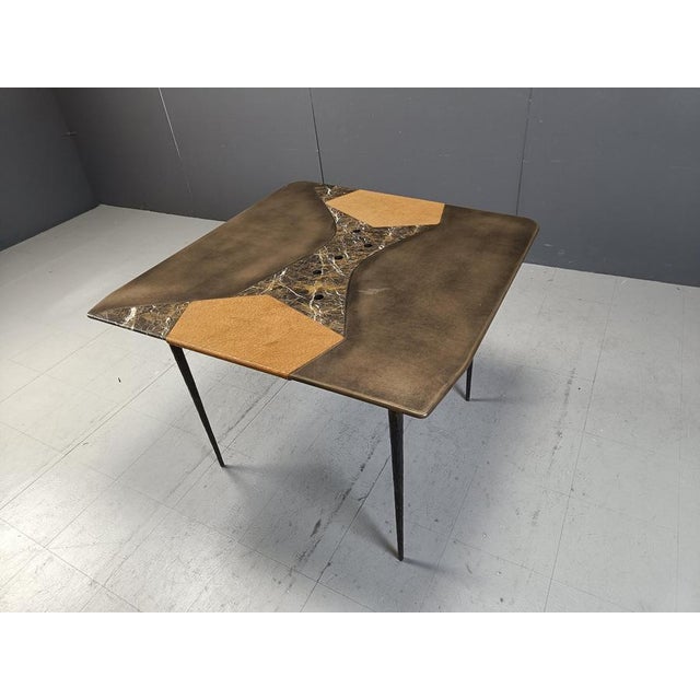 1990s Hand Made Dining Table with Marble, 1990s For Sale - Image 5 of 12