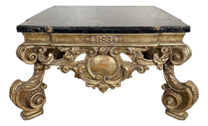 Giltwood and Ebonized Marble Coffee Table by Brustlin Workshop, Los Angeles