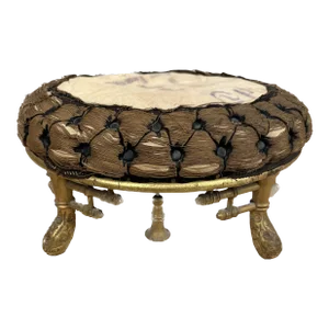 Mid 19th Century English Chinese Chippendale Giltwood Faux Bamboo Footstool