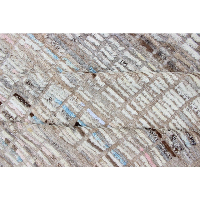 Modern Casual Rug With Hi-Low Design in Cream, White, Brown and Ice Blue 10'3 X 14'3 For Sale - Image 14 of 15