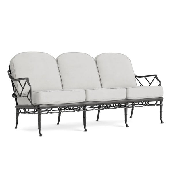Brown Jordan Calcutta Sofa, Textured Pewter frame with Fusion Dove fabric For Sale - Image 12 of 12