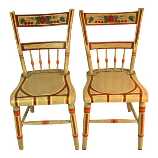 Antique Peter Hunt Style Thumb Back Chairs - a Pait For Sale