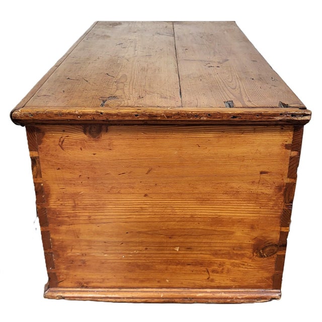 19th C American Blanket Chest Trunk Steamer For Sale - Image 4 of 16