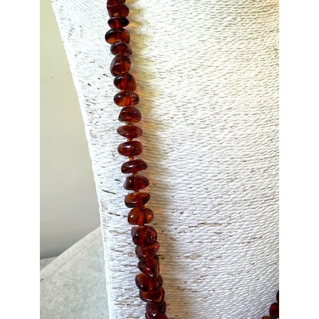 Contemporary Baltic Amber Hand Tied Beaded Necklace 28” For Sale - Image 3 of 3
