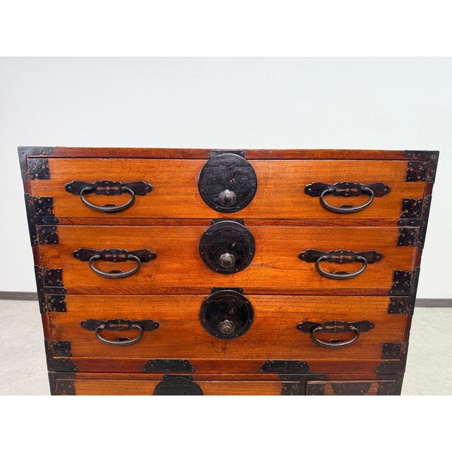 Antique Japanese Meiji 2-Body Kasane Isho-Dansu Clothing Chest, 1890s For Sale - Image 6 of 18