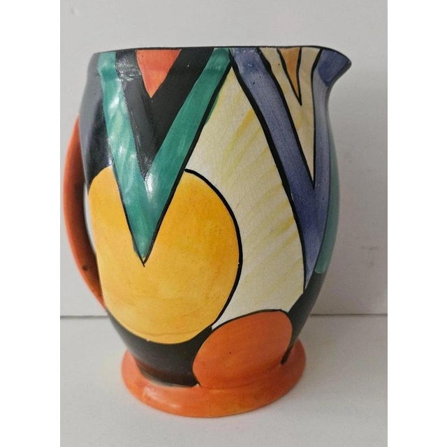 Art Deco Hand-Painted Geometric Jug by Enoch Boulton for Crown Devon, 1930s For Sale - Image 4 of 8