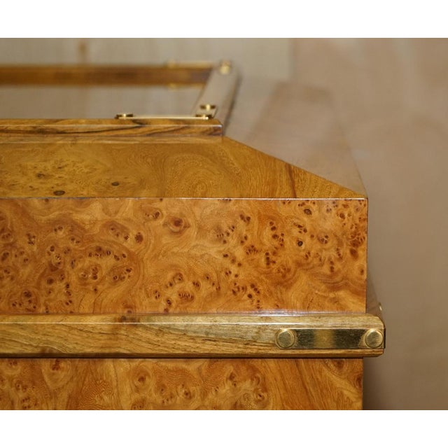 Large Burr Walnut Chest Trunk with Hidden Bottom Storage For Sale - Image 6 of 18