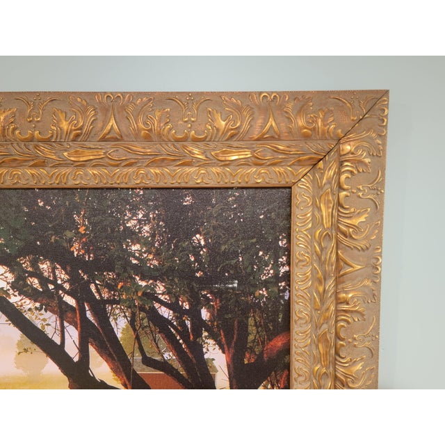 Large Framed Horse Pasture Canvas Photograph in Ornate Antiqued Gold Frame For Sale In Philadelphia - Image 6 of 10