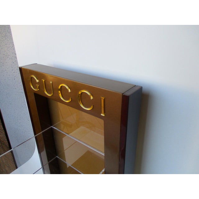 Gucci Logo Display Stand Lucite Acrylic Shelf Set Chairish