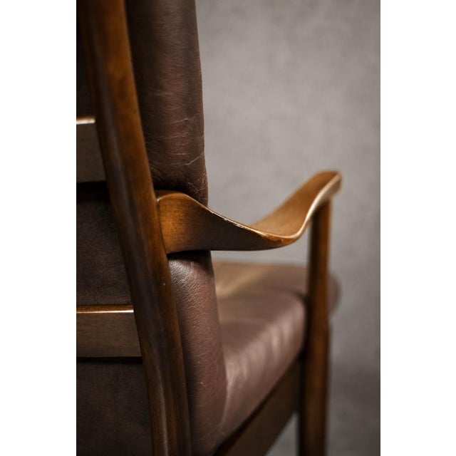 Mid-Century Danish Modern Beech and Brown Leather Armchair from Farstrup Møbler, 1970s For Sale - Image 10 of 18