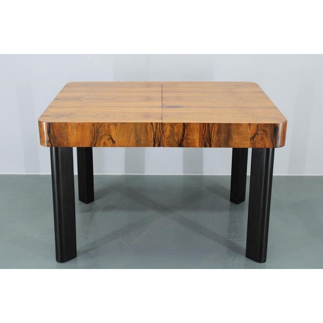 Art Deco Extendable Dining Table in Walnut, Former Czechoslovakia, 1930s For Sale - Image 3 of 18