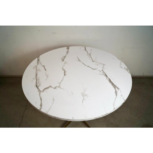 Mid-Century Modern Style Custom Faux Marble Dining Table For Sale - Image 10 of 12