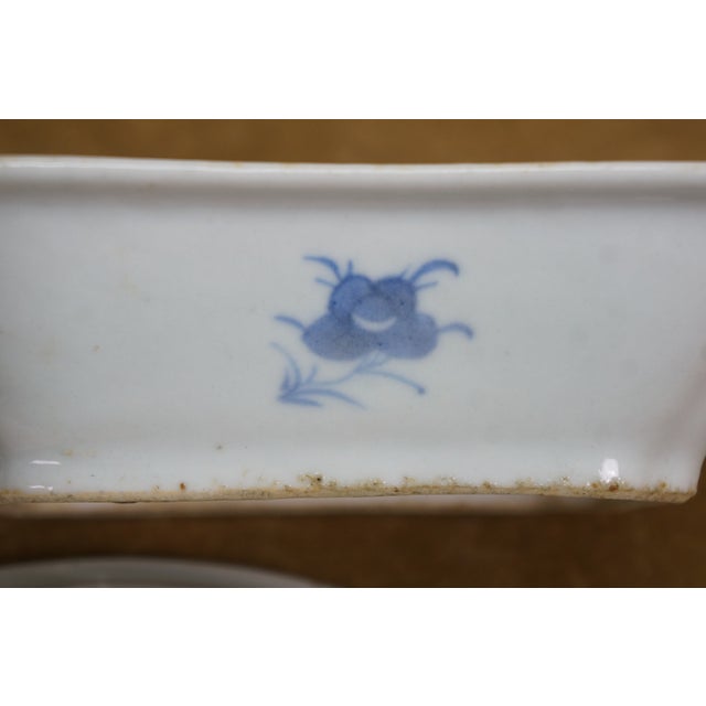 Antique Chinese Export Canton Blue White Serving Platter & Vegetable Tureens - Set of 3 For Sale - Image 16 of 18