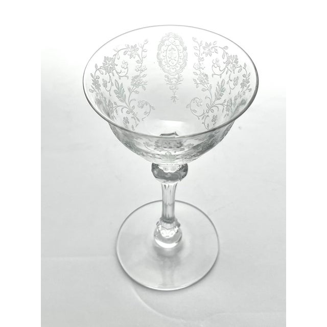 1940s 1940s Tiffin Franciscan “Love Lace” Pair of Liquor Cocktail Glasses For Sale - Image 5 of 6
