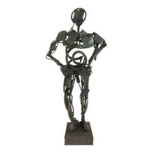 Mid 20th Century Brutalist Mid-Century 35" Scrap Metal "Iron Man" Sculpture