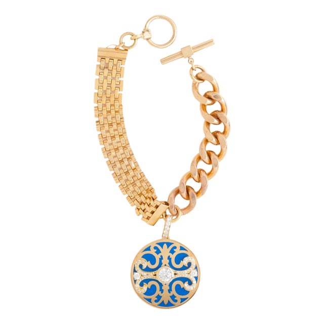Miriam Salat Gold and Filagree Clear Bracelet Set In Sterling Silver & Topaz For Sale