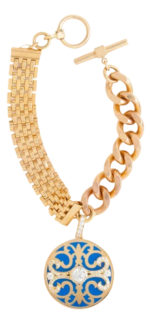 Miriam Salat Gold and Filagree Clear Bracelet Set In Sterling Silver & Topaz
