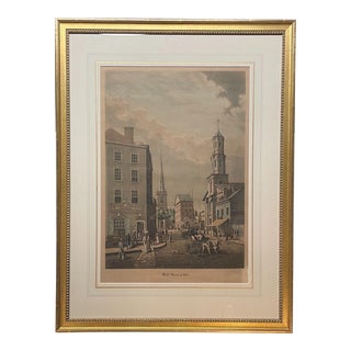 Original 1929 Raoul Varin 'wall Street in 1820' New York City Signed Aquatint For Sale