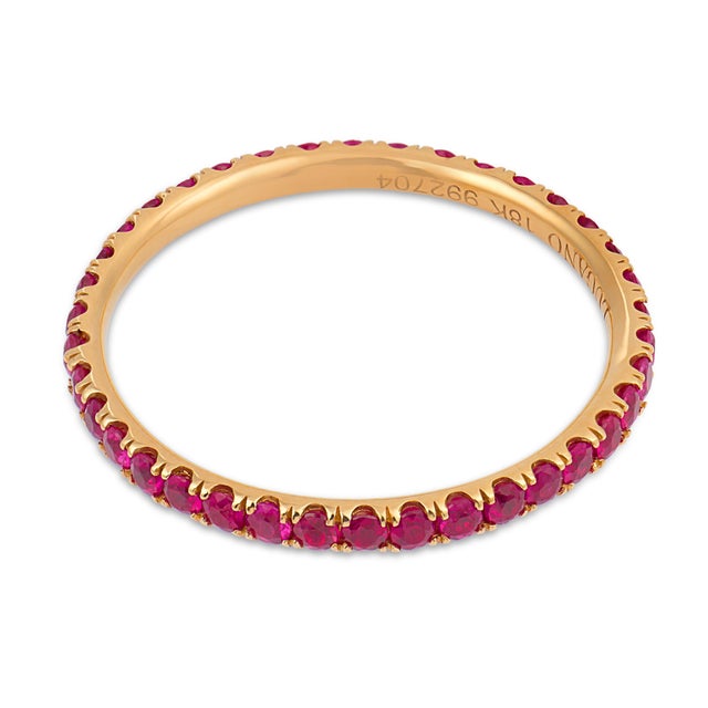 2020s Lugano Ruby 18k Yellow Gold Eternity Band, Size 8.25 For Sale - Image 5 of 5