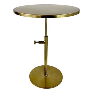 Vintage Contemporary Modern Metal Articulating Drinks Table With Old Gold Finish. For Sale