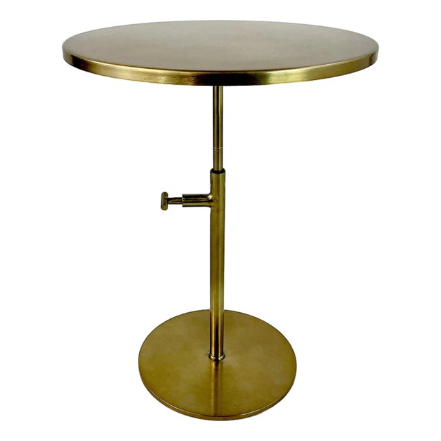 Vintage Contemporary Modern Metal Articulating Drinks Table With Old Gold Finish. For Sale