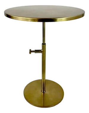 Vintage Contemporary Modern Metal Articulating Drinks Table With Old Gold Finish.