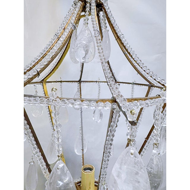 Brass Vintage French Brass Chandelier With Hand Cut Rock Crystals For Sale - Image 8 of 10
