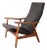 MCM Danish Modern Teak & Black Vinyl Reclining Lounge Chair For Sale