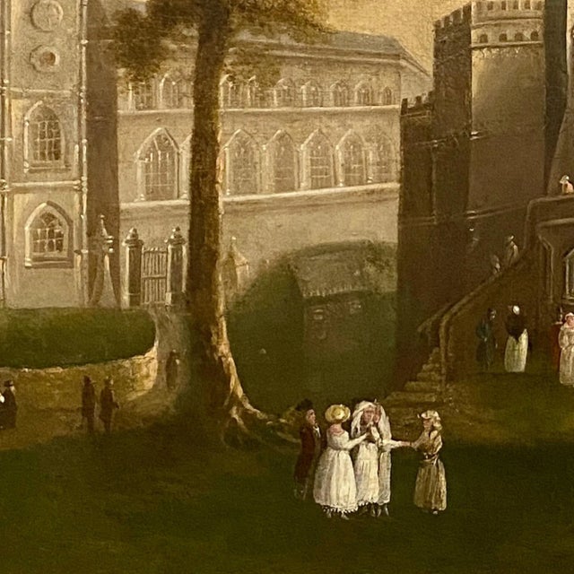 Textile 18th Century English Painting of Durham Castle For Sale - Image 7 of 8