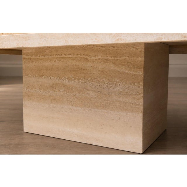 1980s Postmodern Travertine Coffee/Cocktail Table c.1970 Italy For Sale - Image 5 of 5