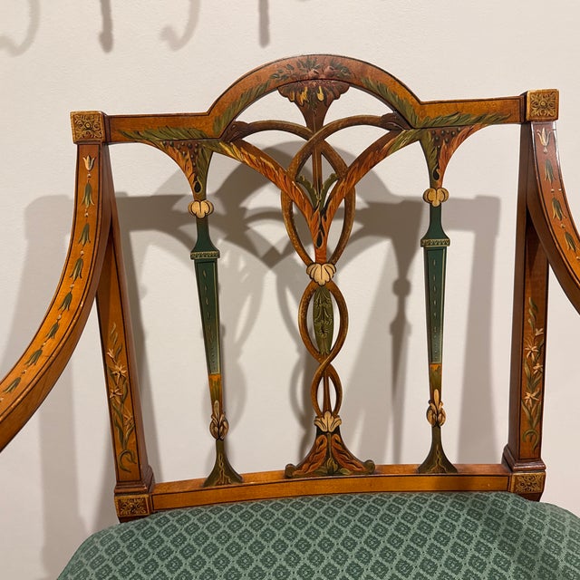 Pair - Adams Style Painted Satinwood Armchairs For Sale - Image 9 of 10