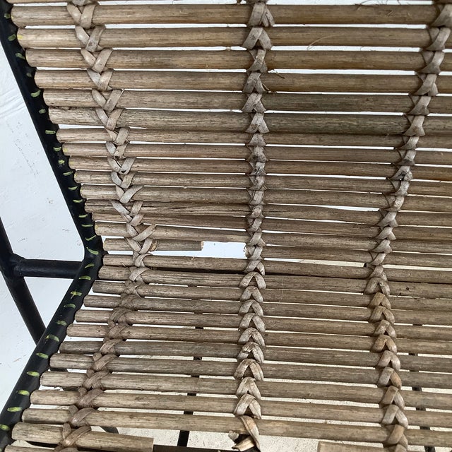 Vintage Wrought Iron & Woven Reed Dining Chair in the Style of Brown Jordan For Sale - Image 9 of 12