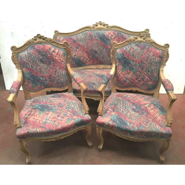 Louis XV Style Rocaille Sofa and Armchairs, Set of 3 For Sale - Image 5 of 11