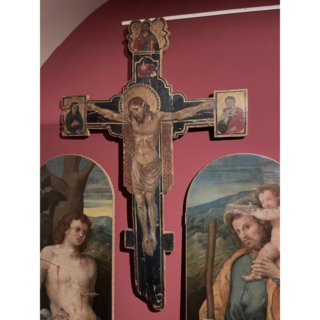 Crucifix In the manners of the 1300s Tempera on panel Religious Old master This piece is attributed to the mentioned...