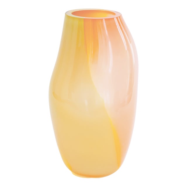 Supernova IV Flamingo Amber Iridescent M Vase by Simone Lueling for Eloa For Sale