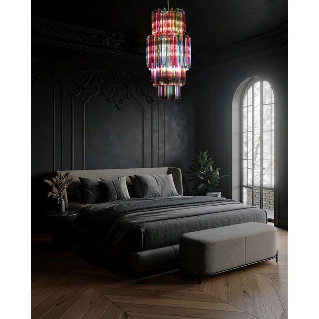 Italian Murano Arlecchino Glass Chandeliers, 1990s, Set of 2 For Sale - Image 4 of 14