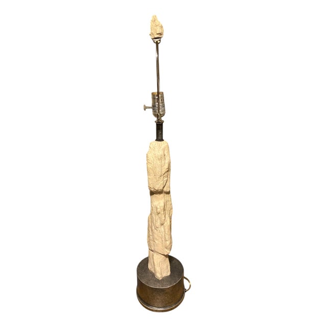 Contemporary 1990s Palecek Table Lamp Faux Stone Rock 33" Coastal Modern Organic Designer Lighting For Sale - Image 3 of 15