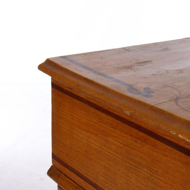 Antique Faux Painted Chestnut Lift Top 2-Door Stenciled Commode Circa 1890 For Sale - Image 14 of 18