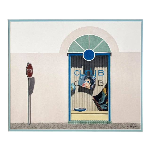 1987 Evelyne Brigeois Watercolor Painting, "A Storefront in Troyes, France" For Sale