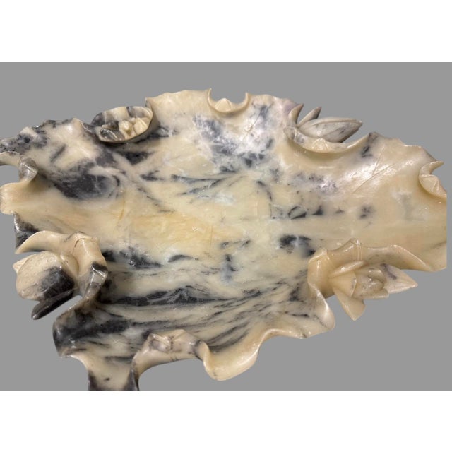 Antique Chinese Carved Soapstone Lotus Flower Bowl Brush Wash For Sale - Image 6 of 9