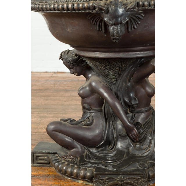 Bronze Vintage Bronze Greco-Roman Style Allegory of the Summer Planter with Dark Patina For Sale - Image 8 of 13