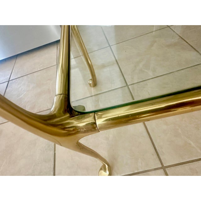 Italian Rectangular 2-Tier Brass End or Side Table For Sale - Image 13 of 15