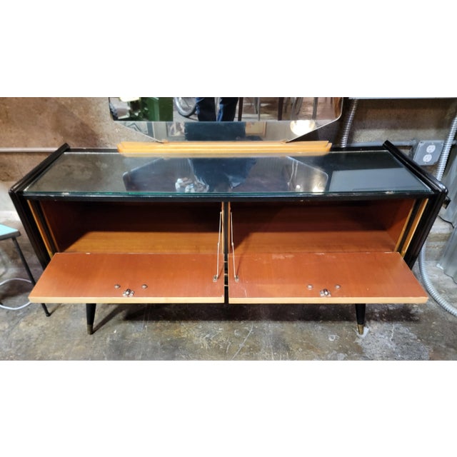 Paint 1950's Mid-Century Modern Vanity With Mirror & Lacquer Finish For Sale - Image 7 of 12