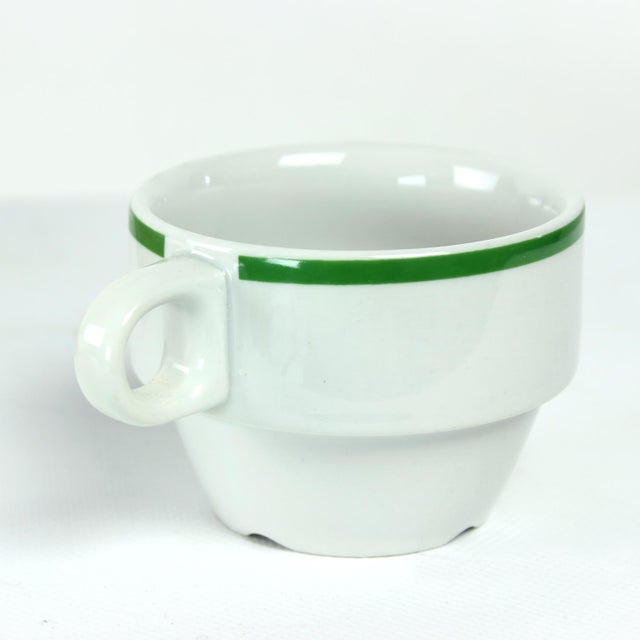 Forest Green White Porcelain Cups by Lubiana, Poland, 1960s, Set of 12 For Sale - Image 8 of 10
