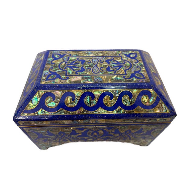 2020s Handmade Lapis & Mother of Pearl Jewelry Box - Trinket Box From Egypt For Sale - Image 5 of 10