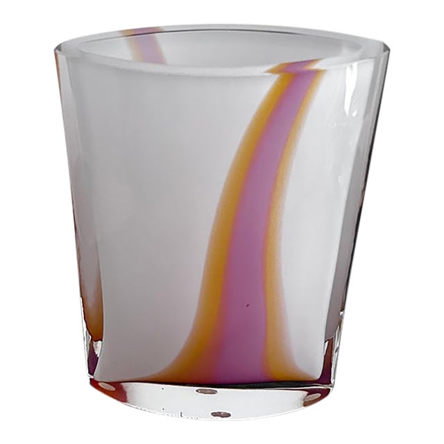 1980s Signed Bengt Edenfalk for Kosta Boda Multicolor Sommerso Glass Vase For Sale