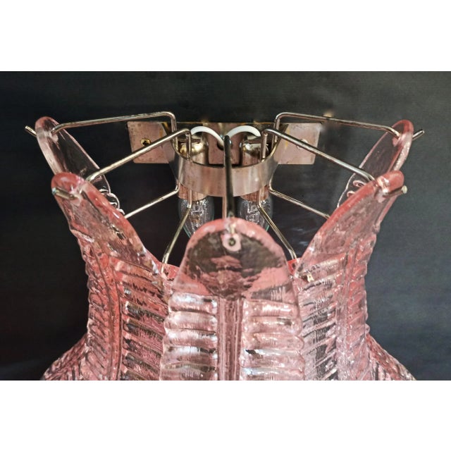 2020s Pair of Murano Six-Tier Felci Wall Sconce – 10 Pink Glasses For Sale - Image 5 of 11