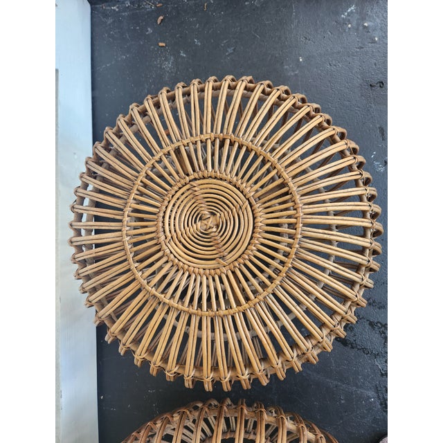Franco Albini 1960s Vintage Rattan Stool For Sale - Image 4 of 10