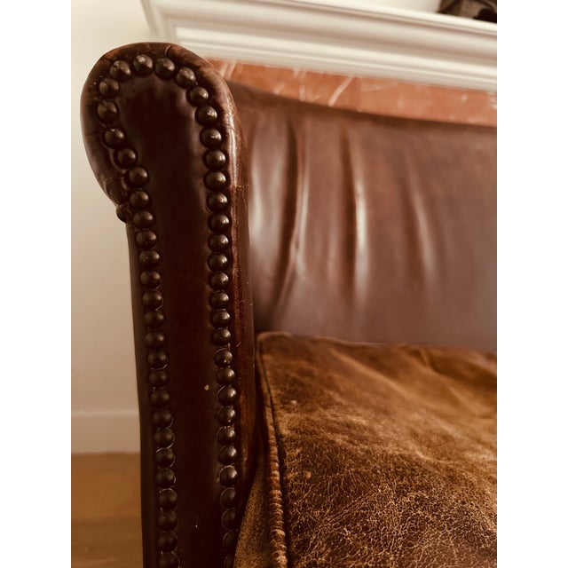 Restoration Hardware Small Leather Settte For Sale In New York - Image 6 of 6