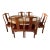 1950s Chinese Ming Style Rosewood Hand-Carved Dining Table With 6 Chairs - Set of 7 For Sale